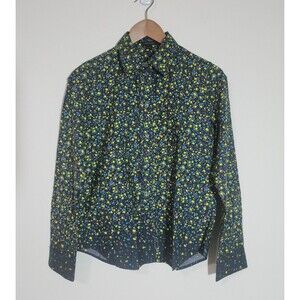 Marc Jacobs Womens Cotton Button-Up Shirt Black Multicolor Floral USA Size 4